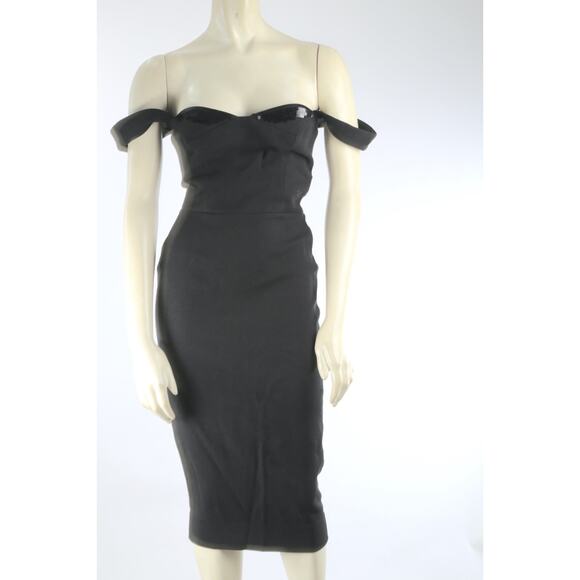 Victoria Beckham Black Sleeveless Fitted Midi Sheath Dress Size 2 - Picture 2 of 16